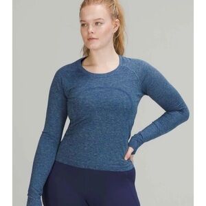 Lululemon Swiftly Tech Long Sleeve Race Length Blue Striped Size 6